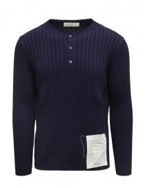 Men s knitwear online: Ballantyne Raw Diamond blue seraph in ribbed cotton