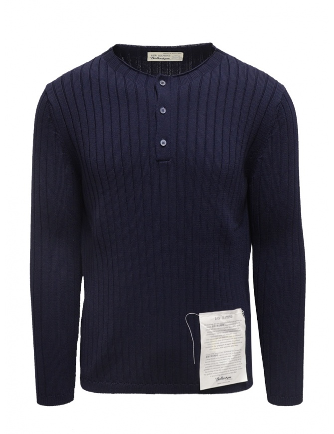 Ballantyne Raw Diamond blue seraph in ribbed cotton S2W047 7C039 13777 BLK-NVY men s knitwear online shopping