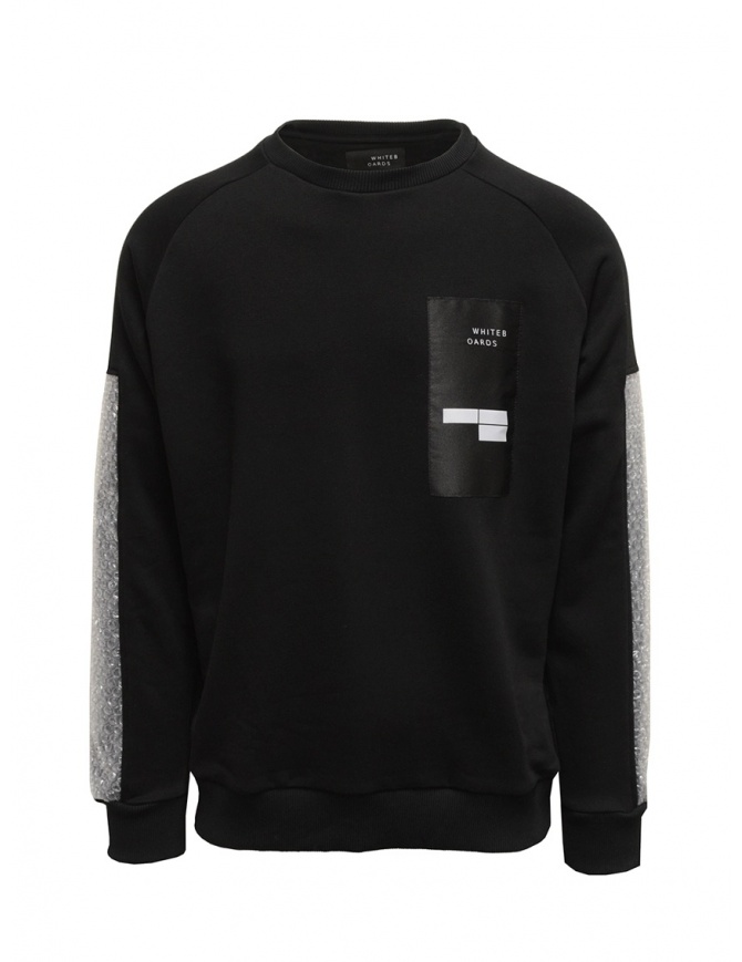 Whiteboards black sweatshirt with bubble wrap sleeves WB04AS2021 BLACK men s knitwear online shopping