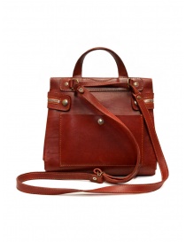 Guidi red leather shoulder bag with external pocket buy online
