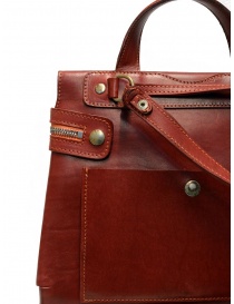 Guidi red leather shoulder bag with external pocket buy online price