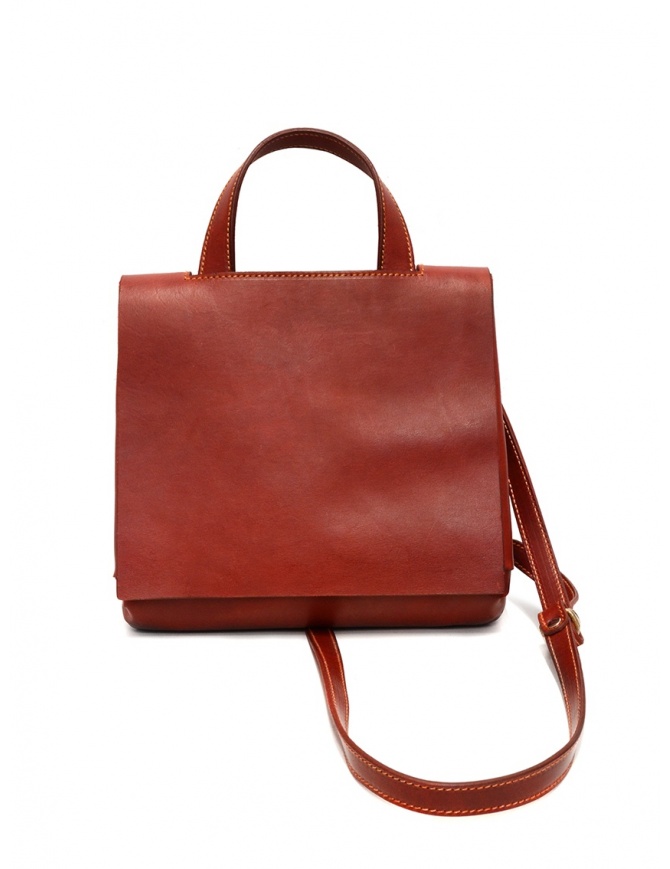 Guidi GD03 red shoulder bag with flap in leather GD03 GROPPONE FULL GRAIN 1006T bags online shopping