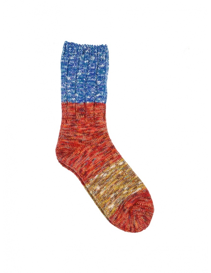 Kapital Van Gogh socks in melange red, blue, beige EK-660 RED socks online shopping