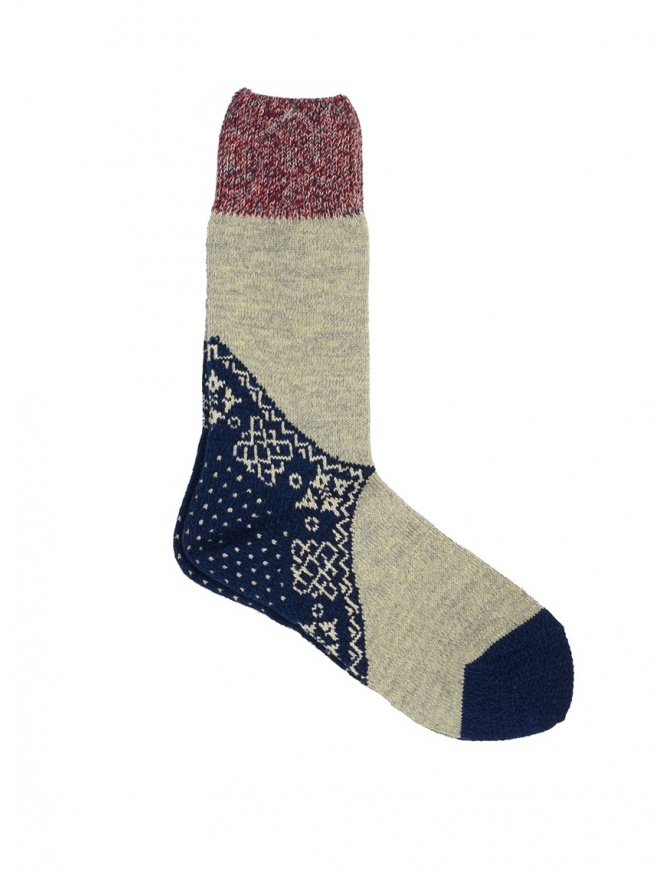 Kapital bandana patterned socks in blue, grey, red EK-552 NAVY socks online shopping