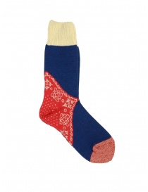 Socks online: Kapital blue red and white patterned socks