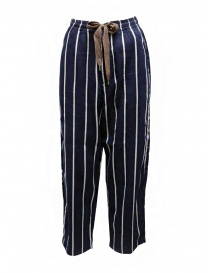 Womens trousers online: Kapital Phillies stripe Easy navy blue pants