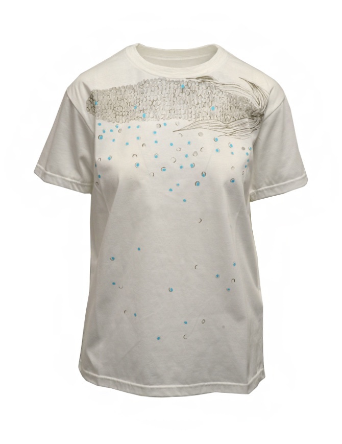 Kapital Opal Tenjiku t-shirt bianca con pannocchia a rete K2103SC063 WHITE