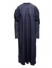 Kapital long Henry dress in dark blue denim K2010OP052 IDG