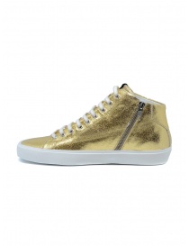 Leather Crown Earth golden high sneakers in leather