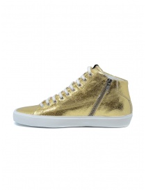 Leather Crown Earth golden high sneakers in leather buy online