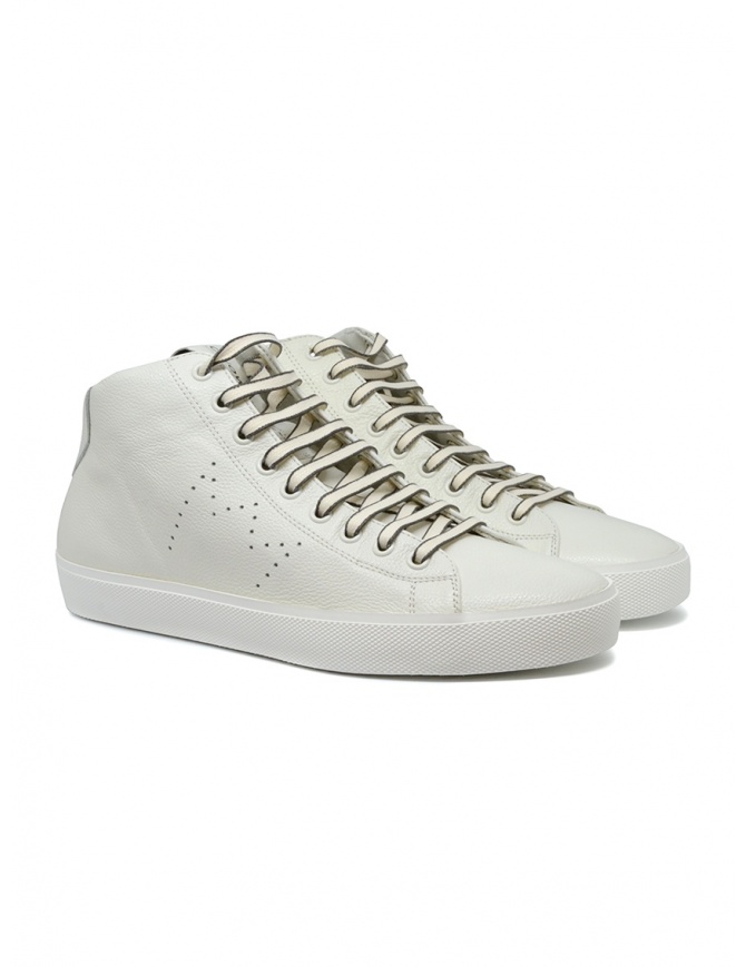 Leather Crown Earth sneakers alte in pelle bianca MLC133 20114 calzature uomo online shopping