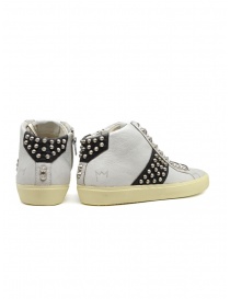 Leather Crown Studborn sneakers alte bianche e nere con borchie prezzo