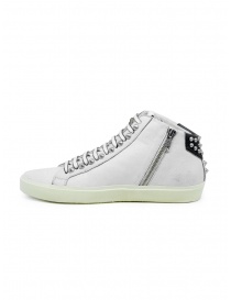 Leather Crown Studborn black and white high top sneakers with studs buy online