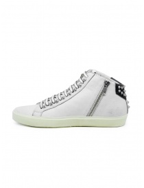 Leather Crown Studborn sneakers alte bianche e nere con borchie