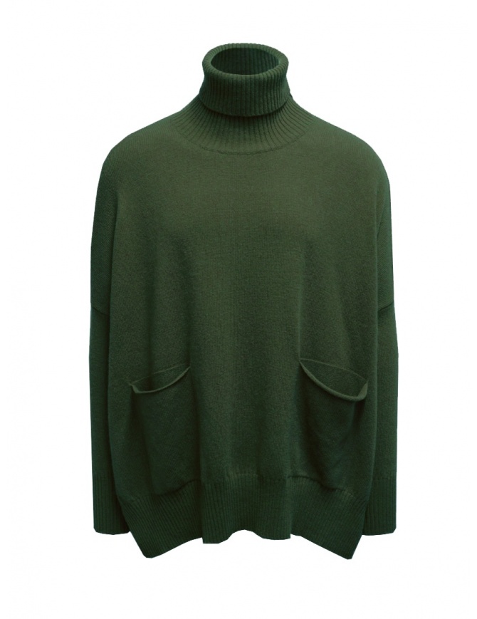 Ma'ry'ya maxi maglia a collo alto verde militare YFK029 5MILITARY maglieria donna online shopping