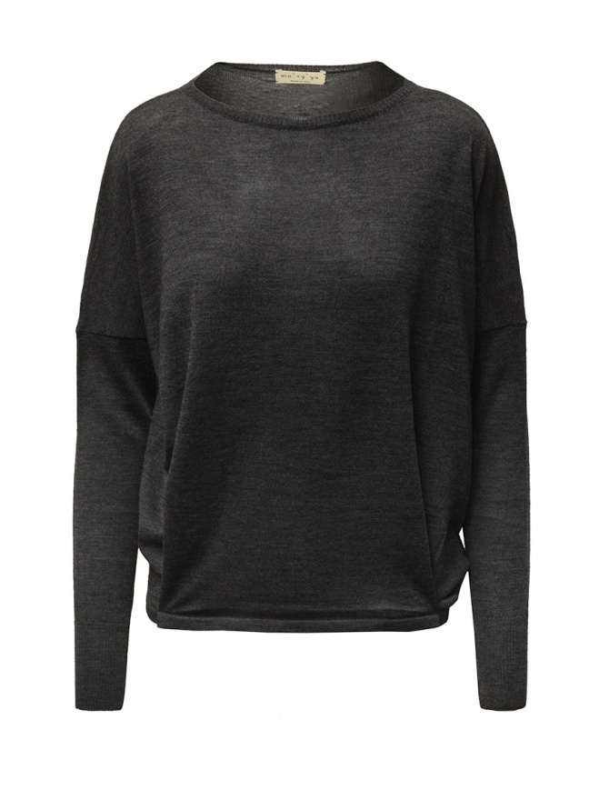 Ma'ry'ya grey sweater in merino wool, silk and cashmere YFK074 9DKGREY Ma'ry'ya grey sweater in merino wool, silk and cashmere YFK074 9DKGREY women s knitwear online shopping