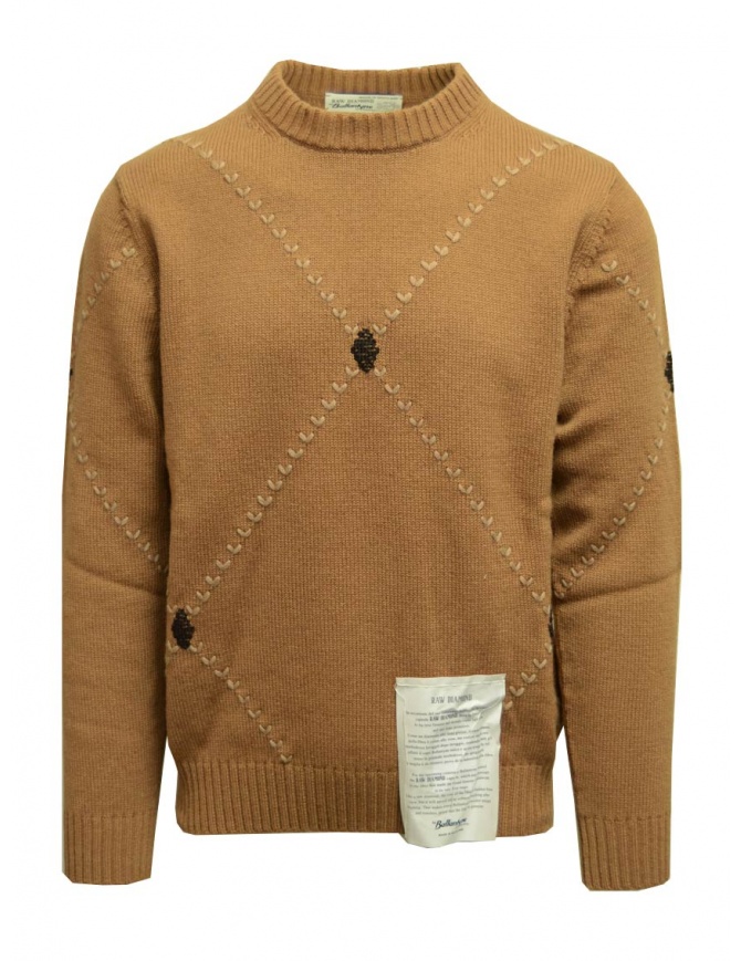 Ballantyne Raw Diamond crew neck pullover in camel color T2P000 5K038 94714 men s knitwear online shopping