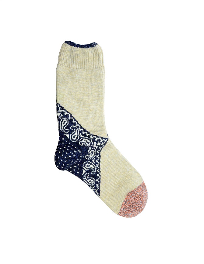 Kapital beige socks with navy blue heel EK-553 NAVY socks online shopping