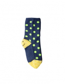 Kapital blue socks with smiley heel and green polka dots buy online
