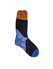 Socks online: Kapital black socks with blue heel