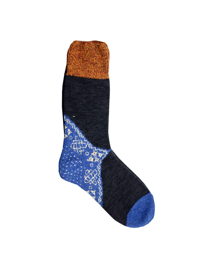 Kapital black socks with blue heel EK-552 BLACK socks online shopping