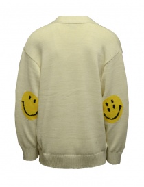 Kapital cardigan bianco con toppe smile sui gomiti