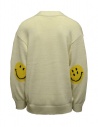 Kapital white cardigan with smiley patches on the elbows shop online mens cardigans