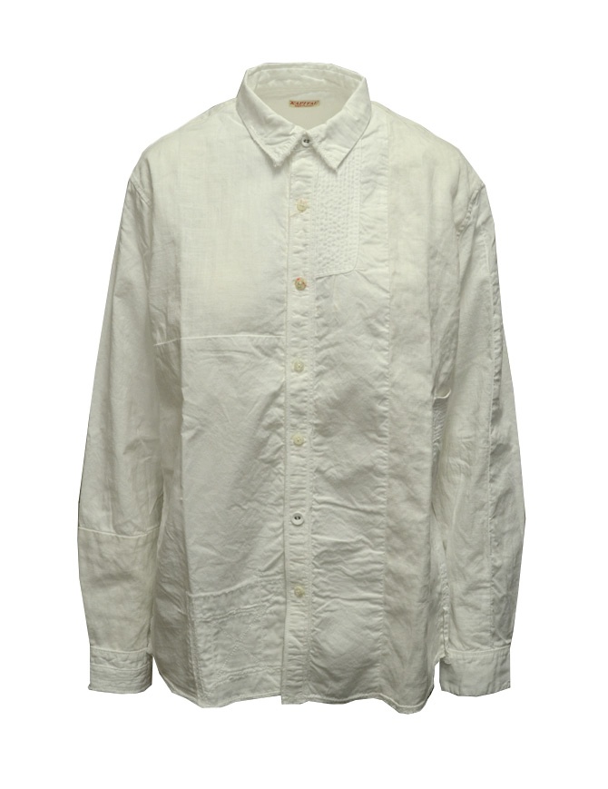 Kapital camicia bianca in cotone e lino EK-497 WHITE
