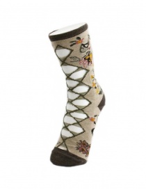 Kapital calze beige chiaro a fiori con rombi trasparenti calzini acquista online