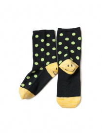 Kapital black socks with green polka dots with smiley heel EK-886 BLACK order online