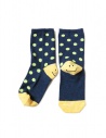 Kapital blue socks with smiley heel and green polka dots buy online EK-886 NAVY