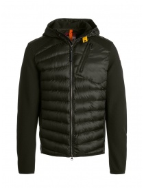 Mens jackets online: Parajumpers Nolan sycamore hooded down jacket fabric sleeves