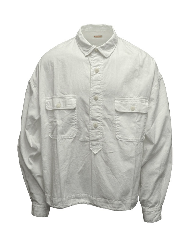 Kapital anorak shirt in white twill K2109LS010 WHITE mens shirts online shopping