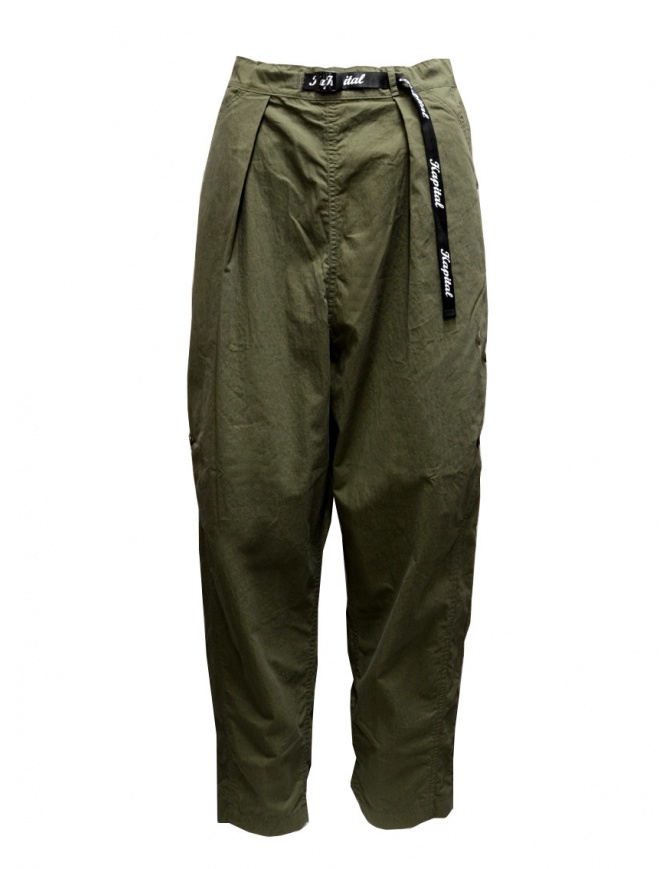 Kapital khaki ripstop trousers with side buttons K2104LP120 KHAKI mens trousers online shopping