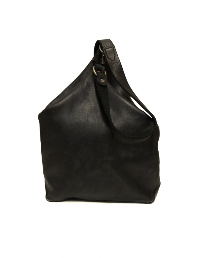 Guidi BK2 Shoulder Bucket Bag in Black Horse Leather