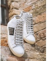 Leather Crown Studborn black and white high top sneakers with studs price WLC167 20126 shop online