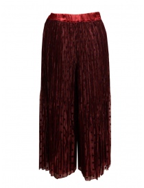 Zucca red pleated wide trousers with purple polka dots