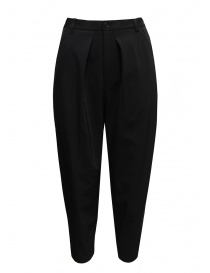 Womens trousers online: Zucca black shiny trousers with pleats