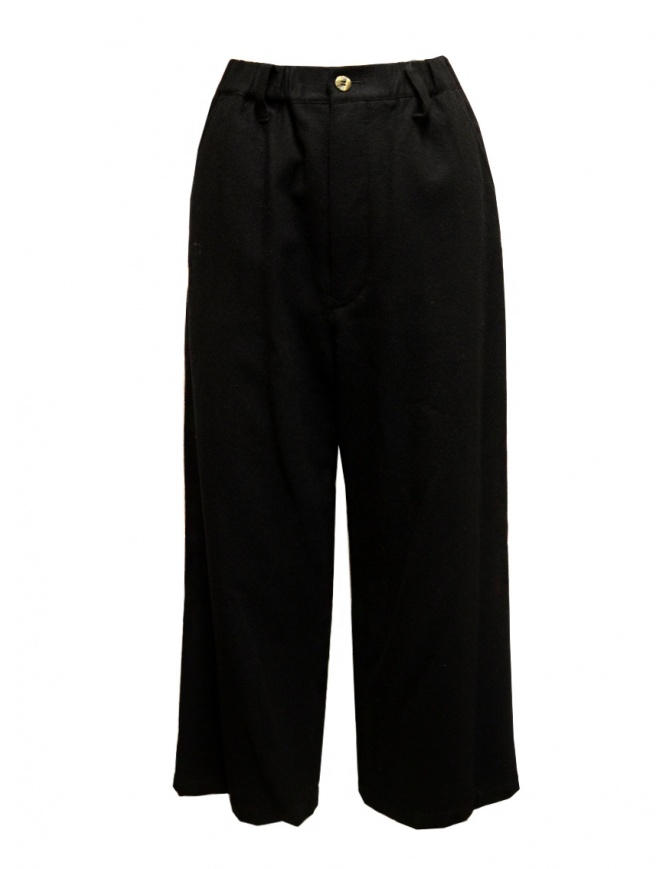 Plantation wide black wool trousers PL09FF913 26 BLACK womens trousers online shopping