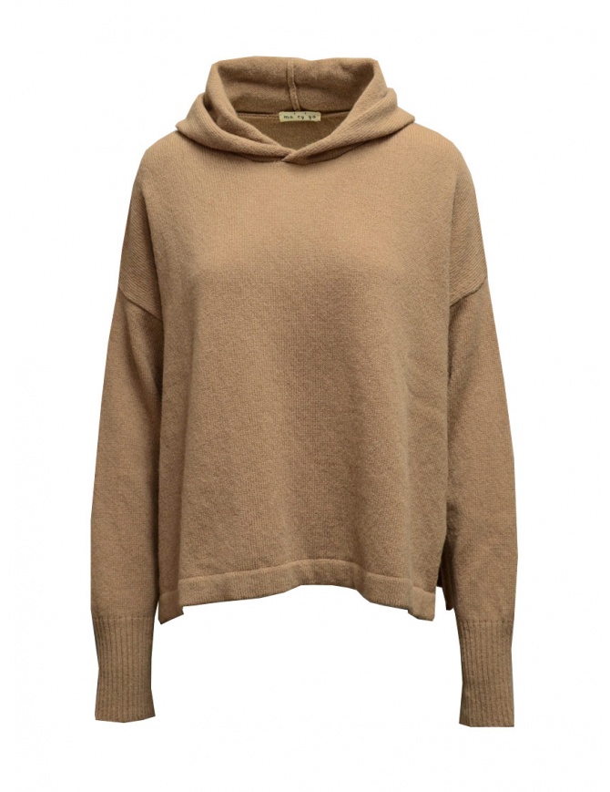 Ma'ry'ya hooded sweater in beige wool YFK033 3DKBEIGE women s knitwear online shopping