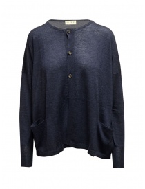 Women s knitwear online: Ma'ry'ya blue wool sweater with buttons