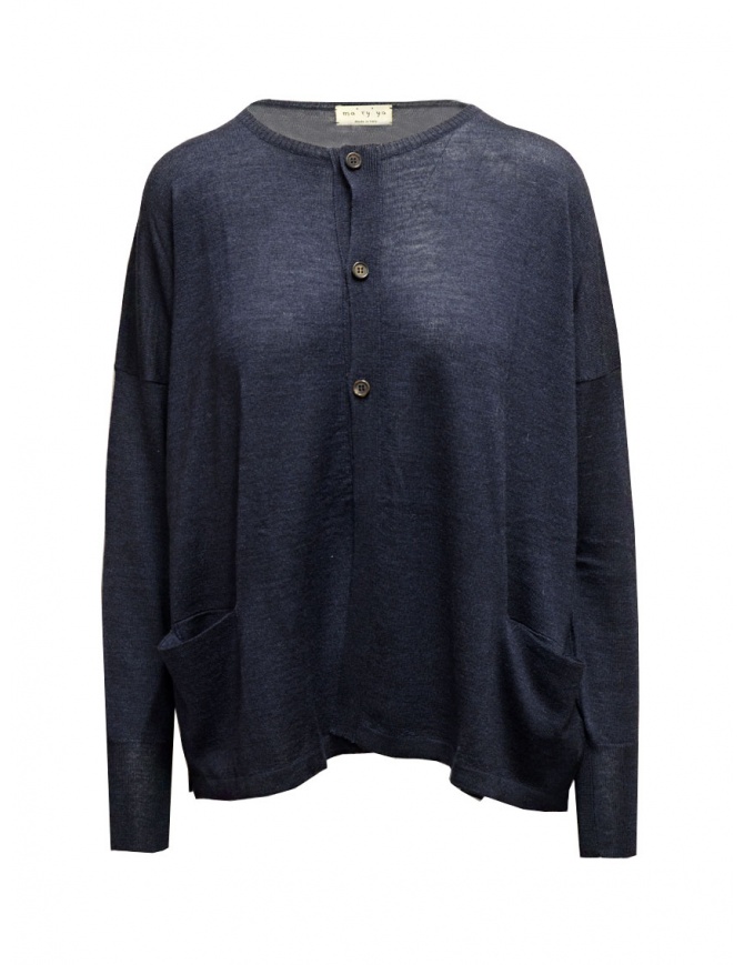 Ma'ry'ya blue wool sweater with buttons YFK075 10NAVY women s knitwear online shopping