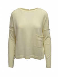 Ma'ry'ya sweater in white merino wool with front pocket YFK044 1WHITE