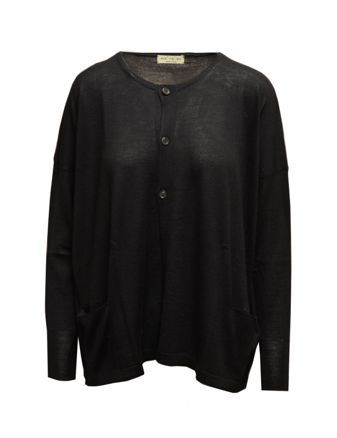Ma'ry'ya black wool sweater with buttons YFK075 11BLACK women s knitwear online shopping