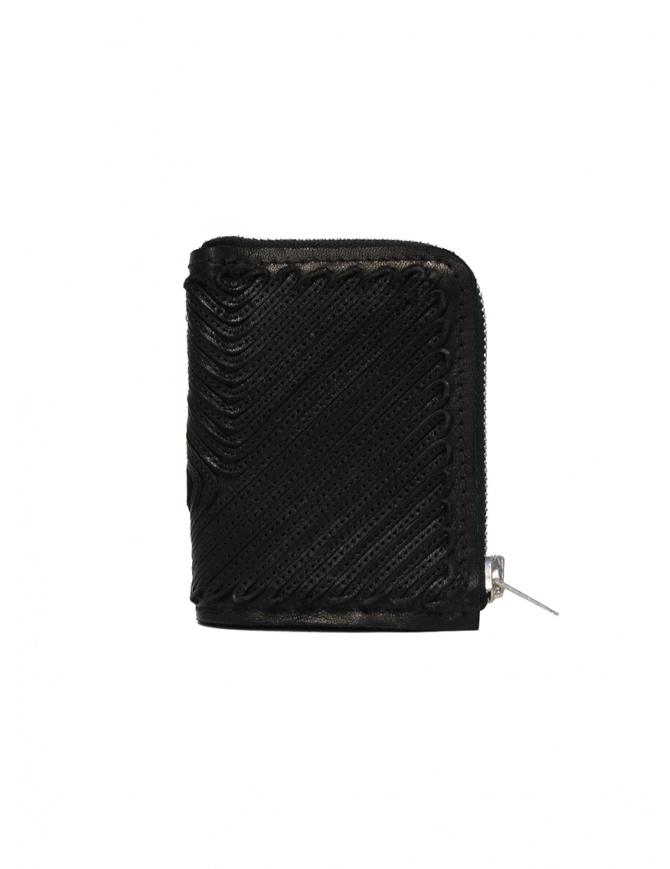 Guidi W7_RC coin purse in black embroidered leather W7_RC KANGAROO FG BLKT wallets online shopping
