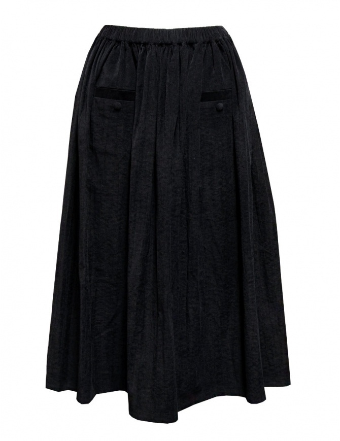 Sara Lanzi skirt in very fine ribbed black velvet 04E.09 BLACK womens skirts online shopping