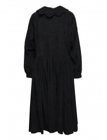 Sara Lanzi black velvet dress with flower collar 03E.09 BLACK