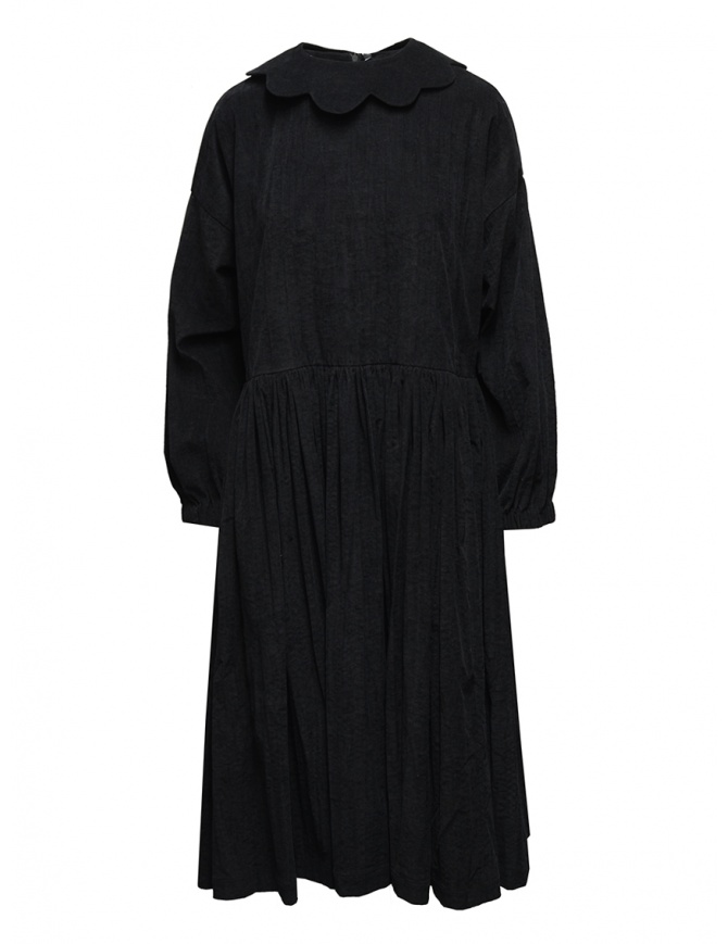 Sara Lanzi black velvet dress with flower collar 03E.09 BLACK womens dresses online shopping