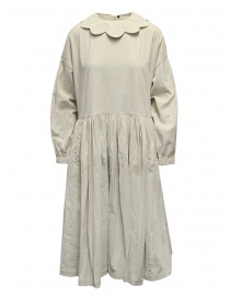 Sara Lanzi beige velvet dress with flower collar 03E.03 SAND