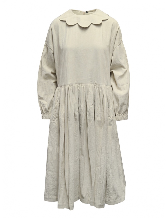 Sara Lanzi beige velvet dress with flower collar 03E.03 SAND Sara Lanzi beige velvet dress with flower collar 03E.03 SAND womens dresses online shopping